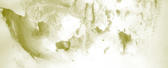 Abstract watercolor background hand-drawn on paper. Volumetric smoke elements. Yellow-Gray color. For design, web, card, text, decoration, surfaces.