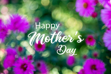 Happy mother’s day: Graphic design pink purple floral background and handwritten text