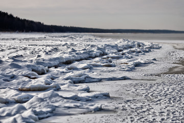 Water in winter, frost, meadows in winter. frozen lake, rivers