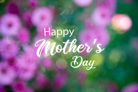 Happy mother’s day: Graphic design pink purple floral background and handwritten text