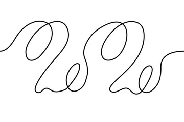 Continuous one line drawing 2020. Linear vector simple drawing depicting the year of the rat. Anniversary date, can be used for animation.