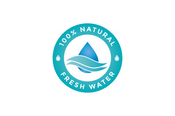 100% natural water icon. water drop sign. vector illustration elements