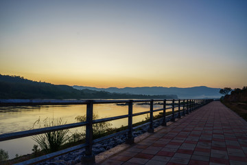 sunset on khong  river