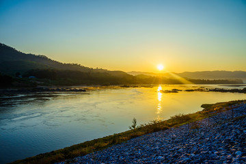 sunset on khong  river