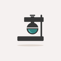 Florence flask. Icon with shadow on a beige background. Chemistry vector illustration