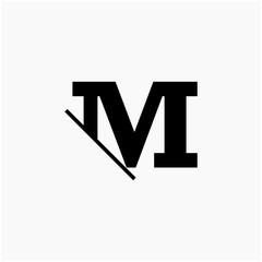 M Letter Logo Design with Creative Cut. simple design. graphic elegant and unique sliced design template Vector. - vector  shadow