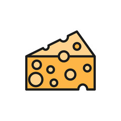 Italian cheese, parmesan flat color line icon. Isolated on white background