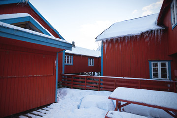 traditional norwegian wooden house rorbu