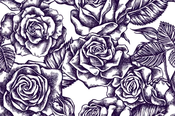 Papier peint Roses Modèle sans couture artistique avec des roses
