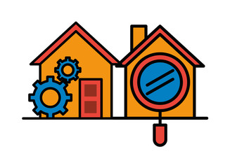 house front facade with magnifying glass