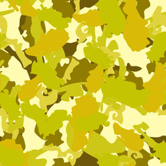 Field camouflage of various shades of green, yellow, white and brown colors