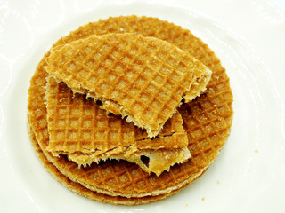 Galletas de caramelo. Gofres en primer plano.
