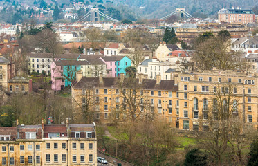 Obraz premium View over Clifton towards Clifton Suspension Bridge, Bristol, UK