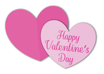 valentines day card plat design 3d with two hearts