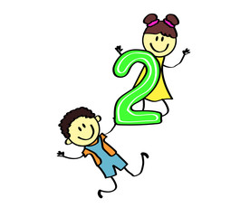Happy kids on a white background. Two. Cartoon. Vector illustration.