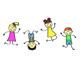 Happy kids on a white background. Cartoon. Vector illustration. 