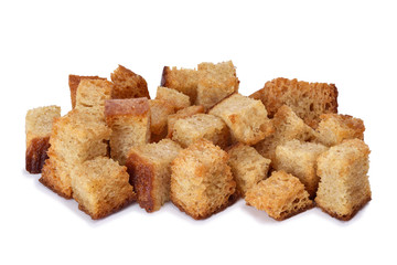 roasted dry bread slices, isolated.