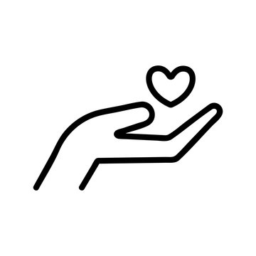 recommend clip art: donation volunteer icon vector. Thin line sign. Isolated contour symbol illustration