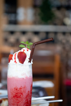 Strawberry Pink Milkshake With Whipped Cream