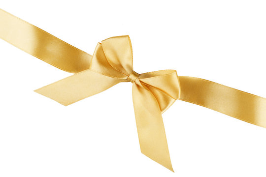 Beautiful gold bow isolated on white background