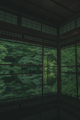 Naklejka premium 京都 お寺 寺 紅葉 光明寺 寺社仏閣 写真素材 リフレクション 写経 お茶室