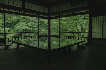 京都　お寺　寺　紅葉　光明寺　寺社仏閣　写真素材　リフレクション　写経　お茶室