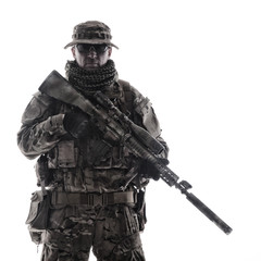 Army special forces soldier isolated studio shoot
