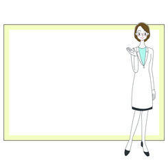 女性医師とホワイトボードのイラスト