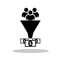 Lead Conversion icon in trendy flat style. Funnel symbol for your web site design, logo, app, UI Vector EPS 10. 