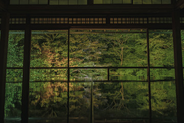京都　お寺　寺　紅葉　光明寺　寺社仏閣　写真素材　リフレクション　写経　お茶室