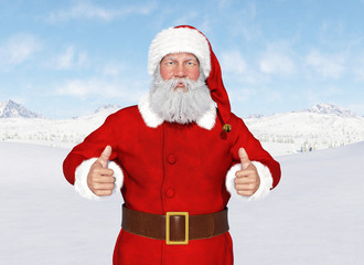 Santa Claus in Snow Outdoor 3D Rendering