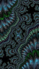 Artfully 3D rendering fractal, fanciful abstract illustration and colorful designed pattern and background