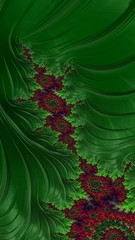 Artfully 3D rendering fractal, fanciful abstract illustration and colorful designed pattern and background