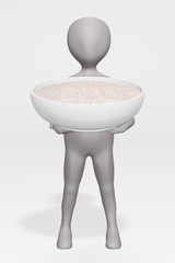 3D Render of Cartoon Character with Himalayan Salt