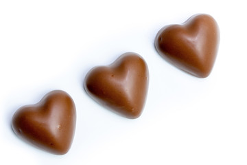 marshmallow chocolate in heart shape on white background