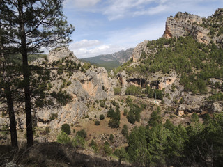 Fototapeta na wymiar Segura River in the Natural Park of the Sierra de Cazorla, Segura and Las Villas. In Jaén, Andalusia. Spain