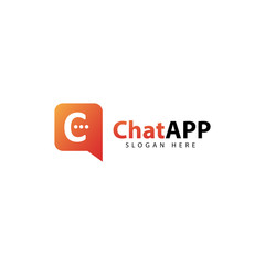 chat logo template design vector, illustration
