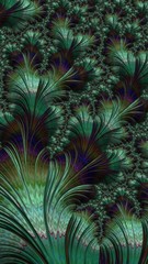 Artfully 3D rendering fractal, fanciful abstract illustration and colorful designed pattern and background