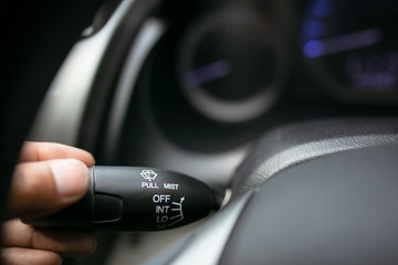 Car component, turn signal, brake light, headlight, speedometer, steering wheel.