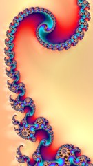 Artfully 3D rendering fractal, fanciful abstract illustration and colorful designed pattern and background