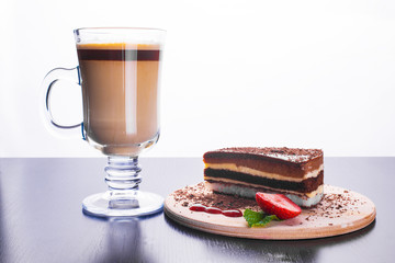 Glass Cup of coffee Latte on the table
