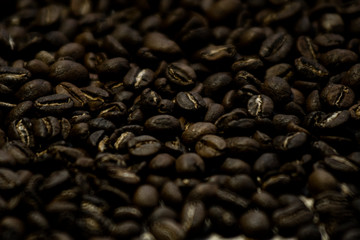 Soft image of roasted brown coffee beans.