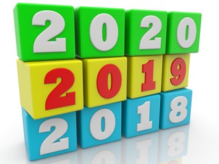 Different colored toy blocks with numbers