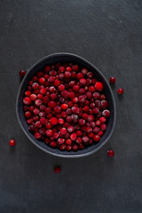 Frozen cranberries background, healthy berries