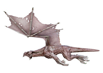 3D Rendering Fairy Tale Dragon on White