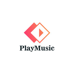 Play Music Logo Template Design Vector, Illustration