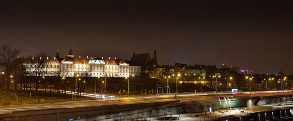 Naklejka premium city at night, Warsaw , Poland