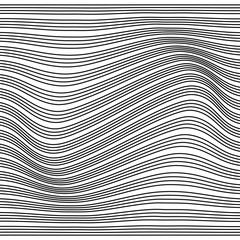 Back wavy stripes. Op art. Abstract shape. White background. Design element for prints, web pages, template, presentation and textile pattern