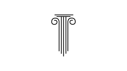Flat Antique Greek Pillar Line Art Icon
