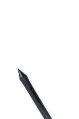 Graphic tablet with pen on white background, isolated, top view